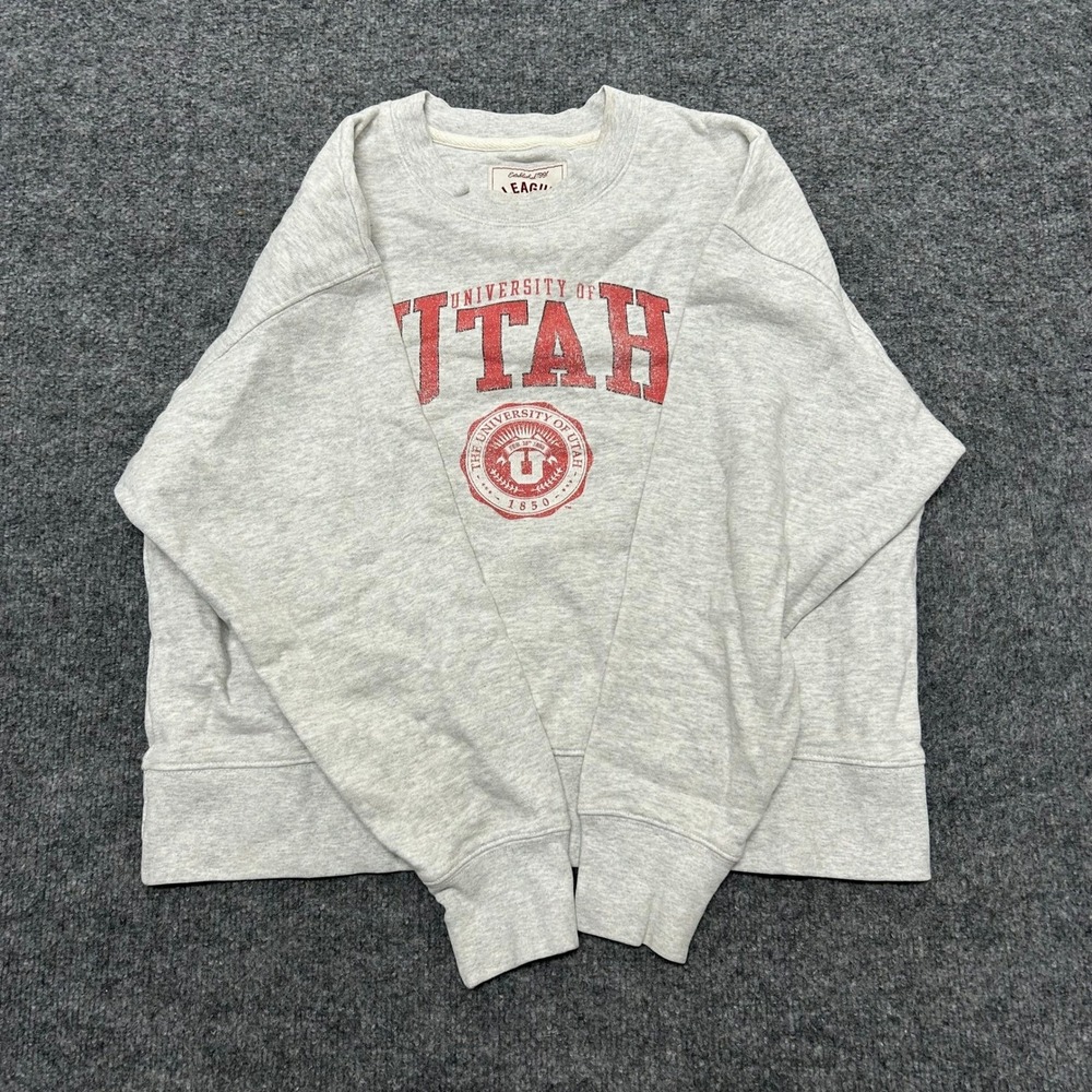 League Sweatshirt Womens Medium Gray University of Utah Utes Graphic Crewneck
